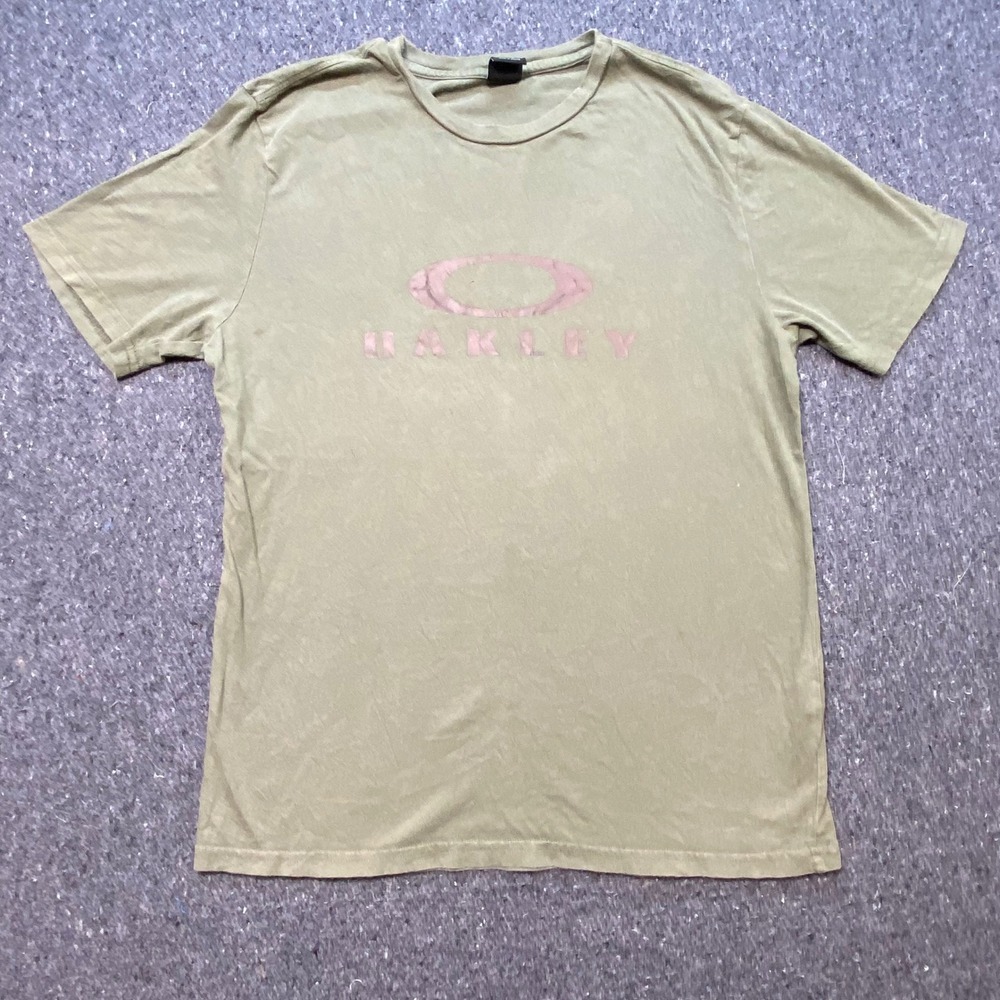Oakley Graphic T Shirt Small S Mens Olive Green Skater Streetwear Logo Tee